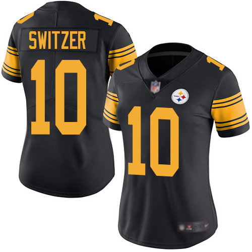 Women Pittsburgh Steelers Football #10 Limited Black Ryan Switzer Rush Vapor Untouchable Nike NFL Jersey->women nfl jersey->Women Jersey